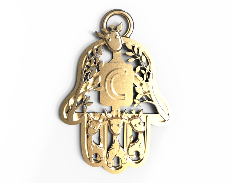 14k Yellow Gold Giraffes Pendants - Hamsa Gifts