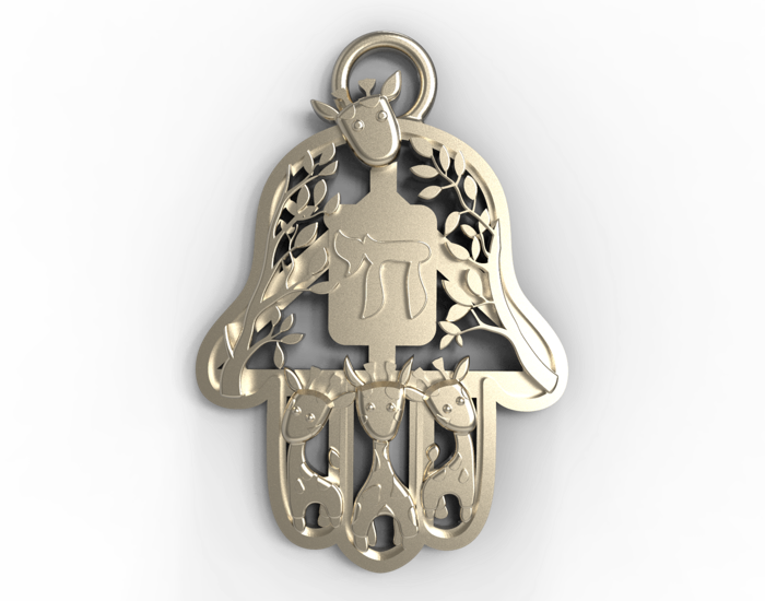 White Gold Chai Pendants - Hamsa Gifts