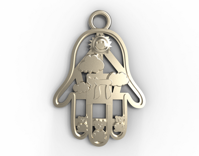 White Gold Chai Pendants - Hamsa Gifts