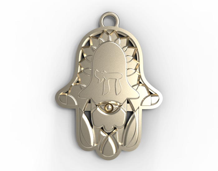 White Gold Chai Pendants - Hamsa Gifts