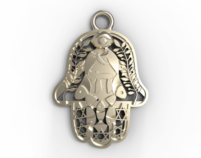 White Gold Chai Pendants - Hamsa Gifts