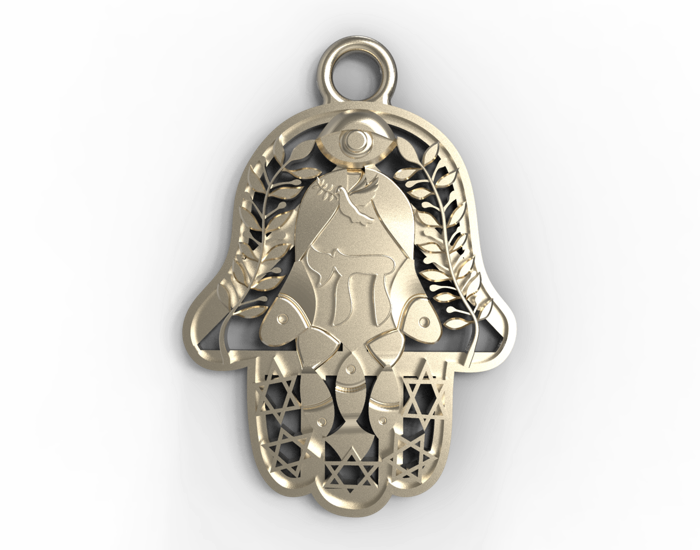 White Gold Chai Pendants - Hamsa Gifts